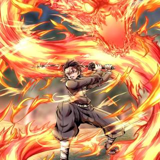 Tanjiro flame dragon wallpaper