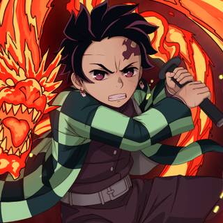Tanjiro flame dragon wallpaper