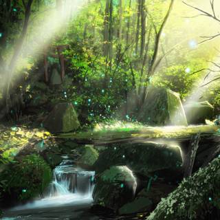 Forest anime PC wallpaper