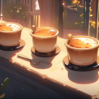 Anime cafe aesthetic desktop wallpaper