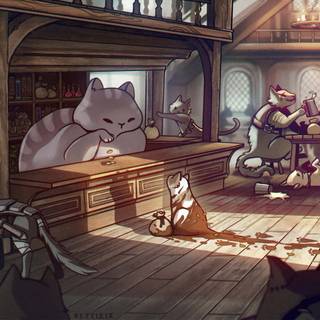 Anime cafe aesthetic desktop wallpaper