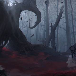 Forest anime PC wallpaper