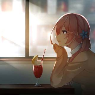 Anime cafe aesthetic desktop wallpaper