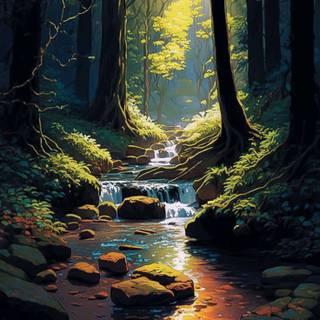 Anime forest iPhone wallpaper