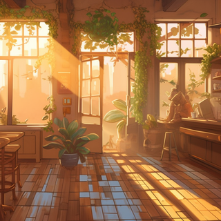 Anime cafe aesthetic desktop wallpaper