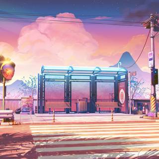 Anime cafe aesthetic desktop wallpaper