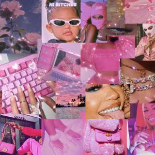Baddie collage desktop wallpaper
