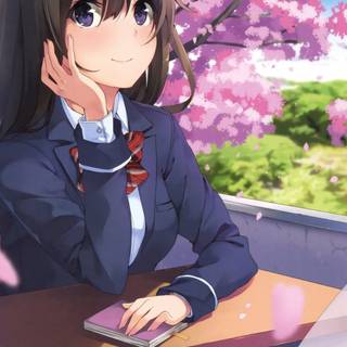Anime girl spring iPhone wallpaper