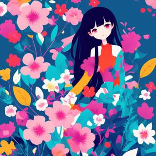 Anime girl spring iPhone wallpaper