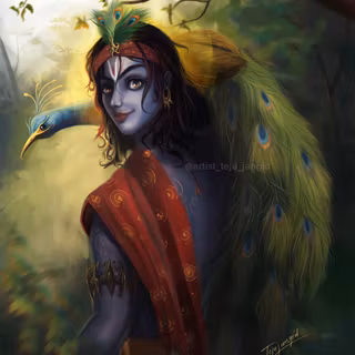 Krishna peacock wallpaper