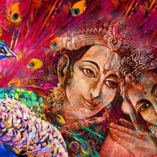 Krishna peacock wallpaper