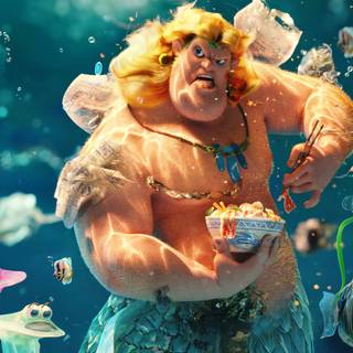 Ocean with plastic wallpaper