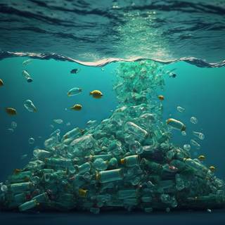 Ocean with plastic wallpaper