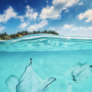 Ocean with plastic wallpaper