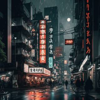 Japan street night wallpaper