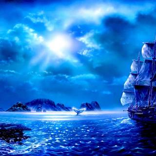 Ocean ship wallpaper