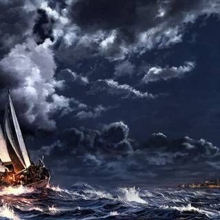 Ocean ship wallpaper