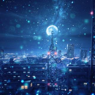 Anime night landscape wallpaper