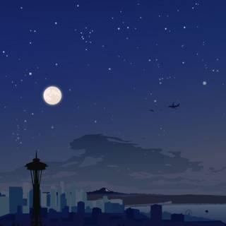 Anime night landscape wallpaper