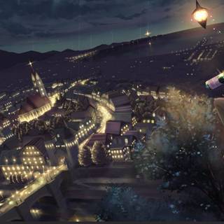 Anime night landscape wallpaper