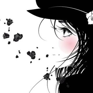 Black and white anime girl wallpaper