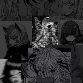 Black and white anime girl wallpaper