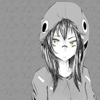 Black and white anime girl wallpaper