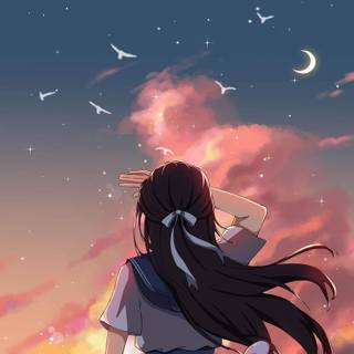 Anime girl adorable preppy wallpaper