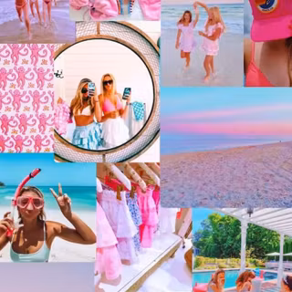 Pink preppy collage wallpaper