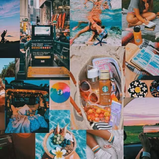 Summer collage preppy wallpaper