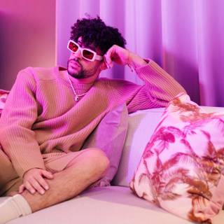 Bad Bunny pink desktop wallpaper