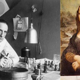 Mona Lisa with mustache wallpaper