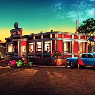 American diner wallpaper