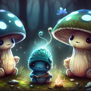 Mushroom people wallpaper