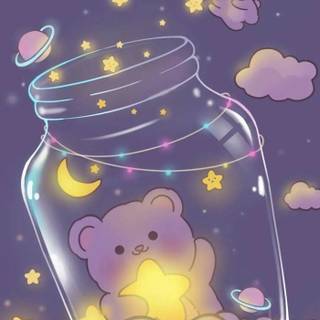 Kawaii space anime bear wallpaper