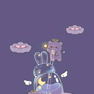 Kawaii space anime bear wallpaper