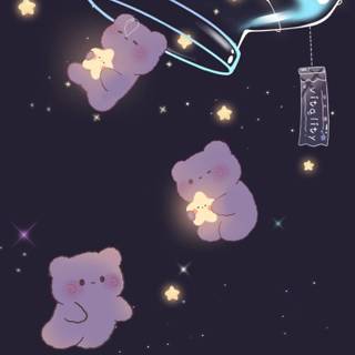 Kawaii space anime bear wallpaper