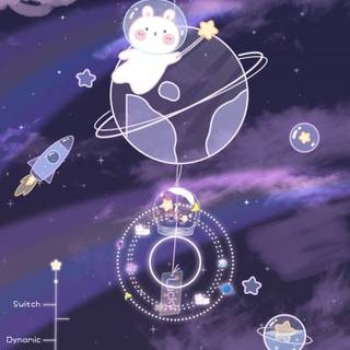 Kawaii space anime bear wallpaper