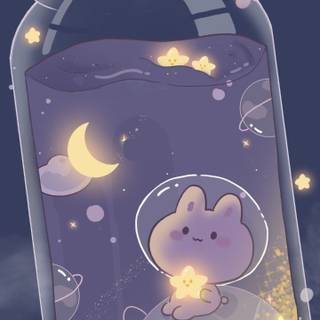 Kawaii space anime bear wallpaper