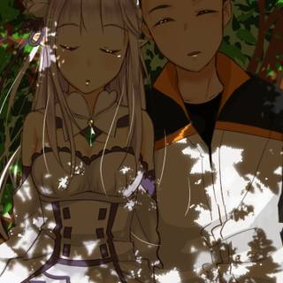 Subaru x Emilia wallpaper