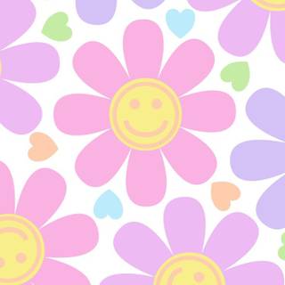 Smiley faces and flowers wallpaper