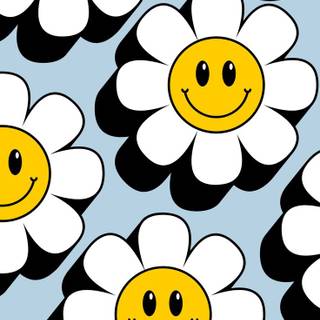 Smiley faces and flowers wallpaper
