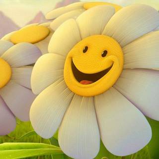 Smiley faces and flowers wallpaper