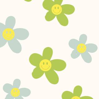 Smiley faces and flowers wallpaper