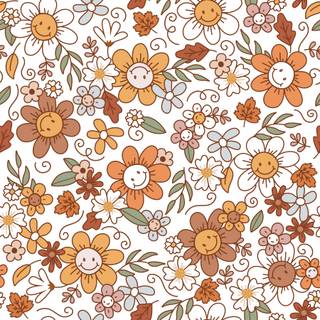 Smiley faces and flowers wallpaper