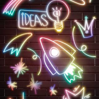 Neon doodle wallpaper