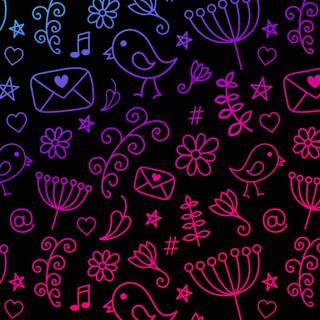 Neon doodle wallpaper