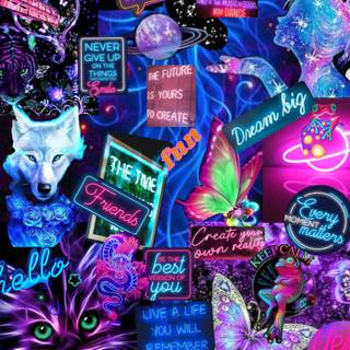 Neon doodle wallpaper