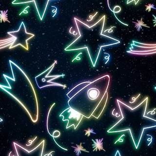 Neon doodle wallpaper