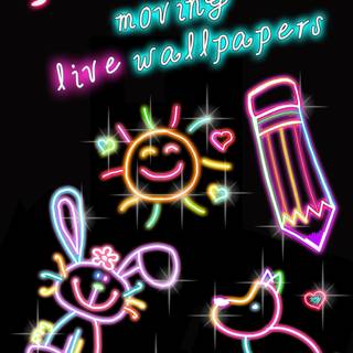 Neon doodle wallpaper